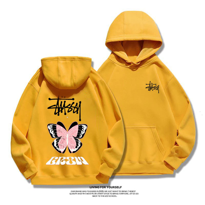 STUSSY purple butterfly hoodie