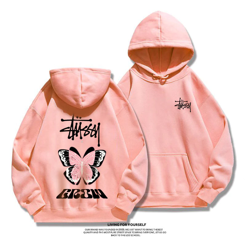 STUSSY purple butterfly hoodie