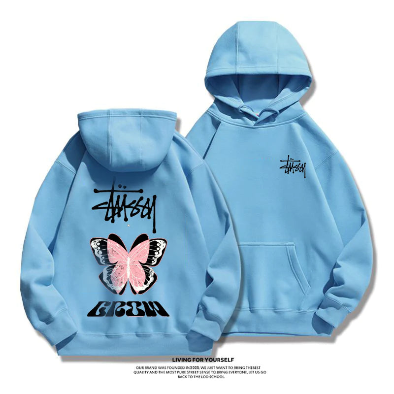 STUSSY purple butterfly hoodie