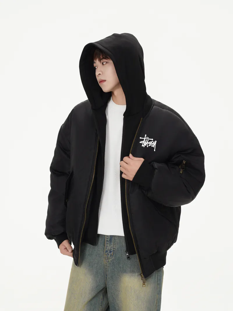 【STUSSY】フード付きダブルレイヤージャケット