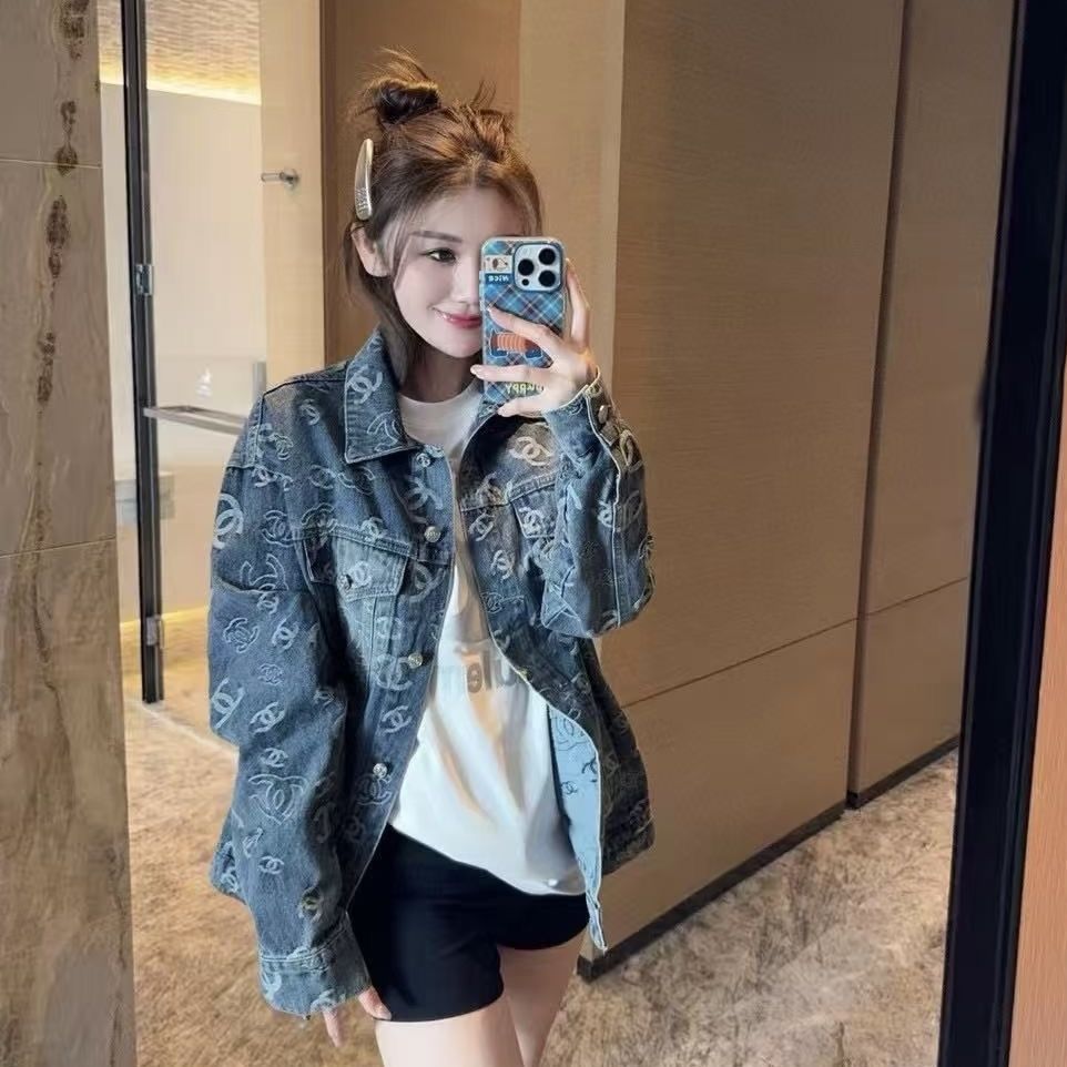 『フリーサイズ』ヴィンテージ 春秋 新作 オーバーサイズ ロゴ ジャケット デニムジャケット おしゃれ 着回し アウター