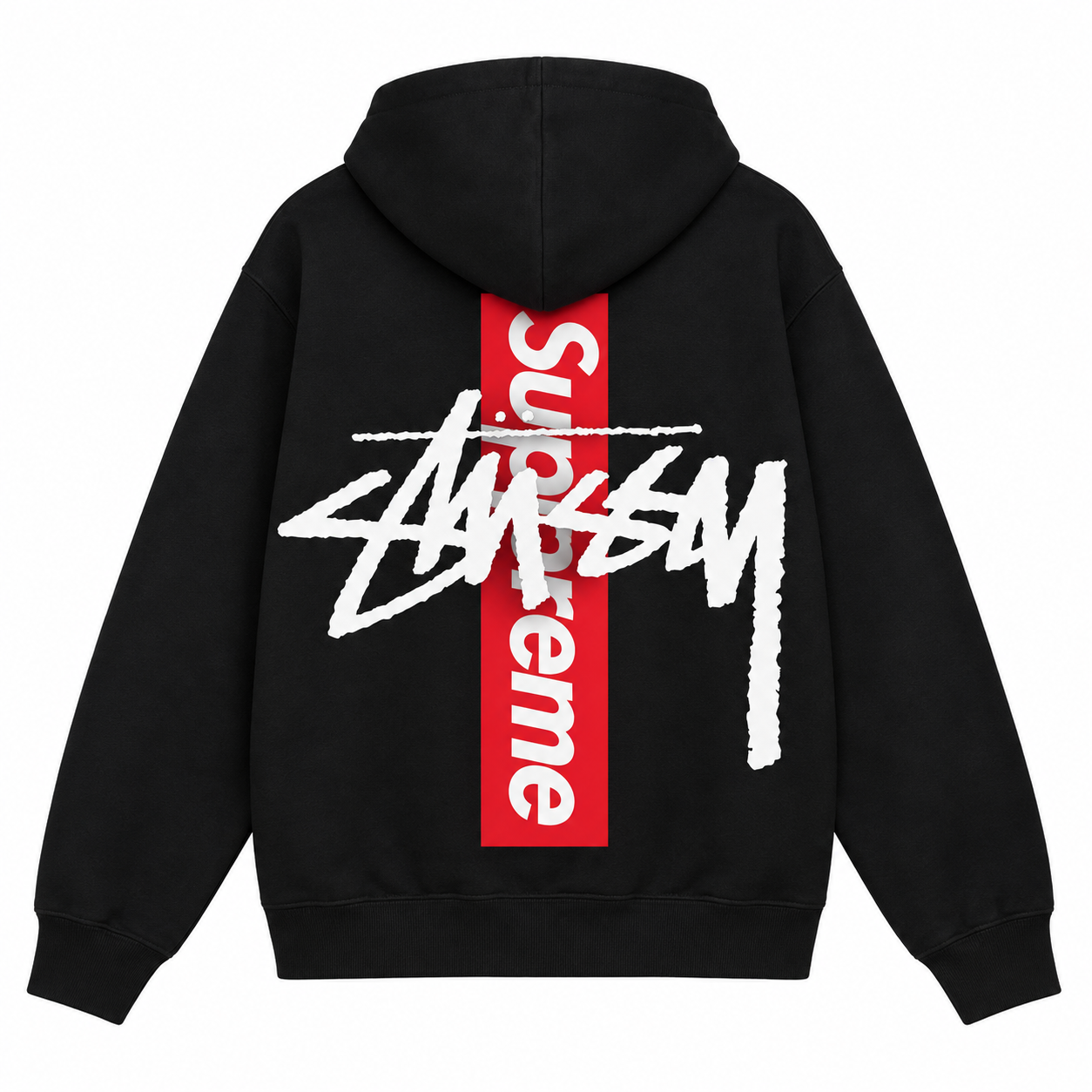 Supreme × Stussy バーティカルライン バックプリントパーカー