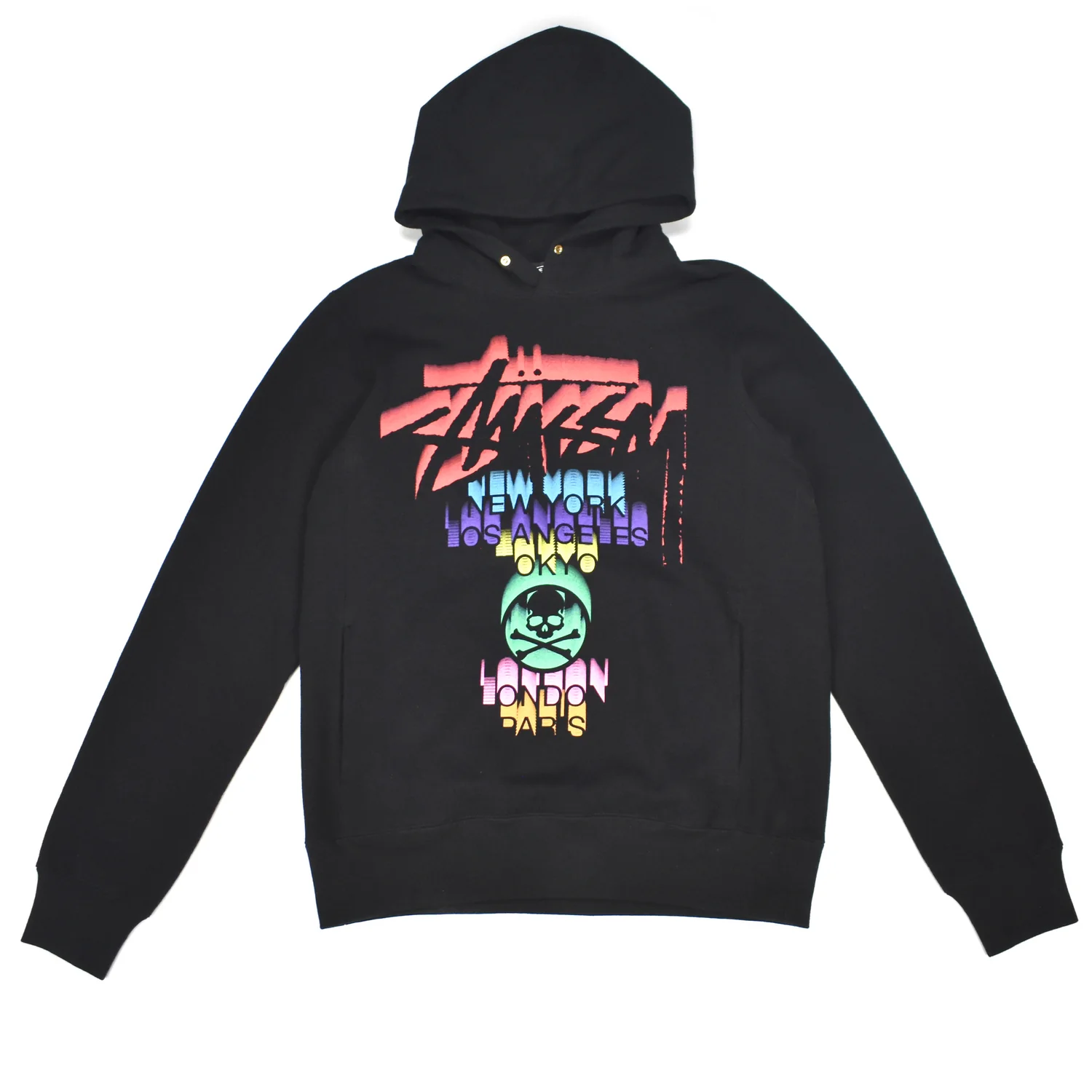 Mastermind x Stussy - Black World Tour Logo Print Hoodie