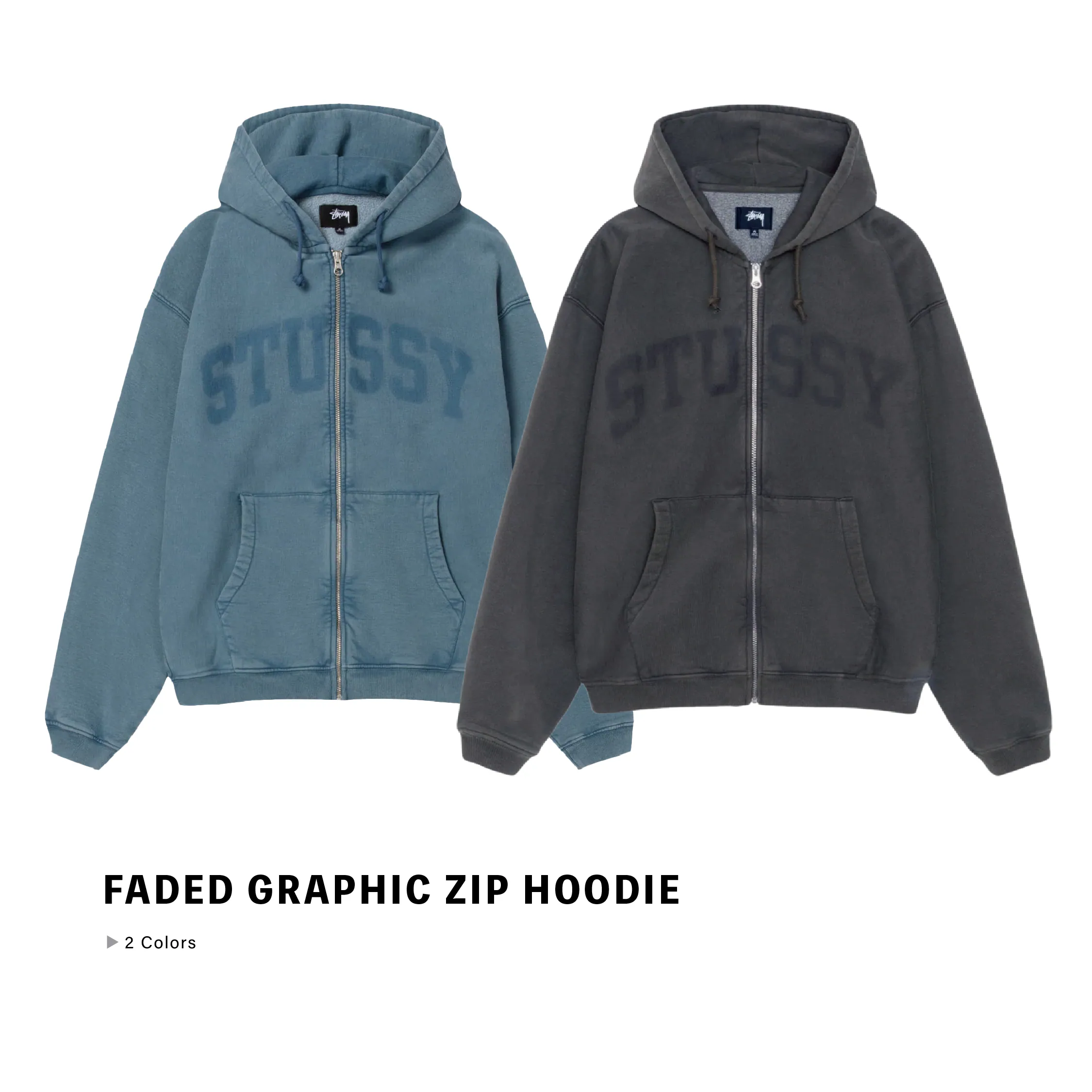 Stussy 25FW FADED GRAPHIC ZIP HOODIE