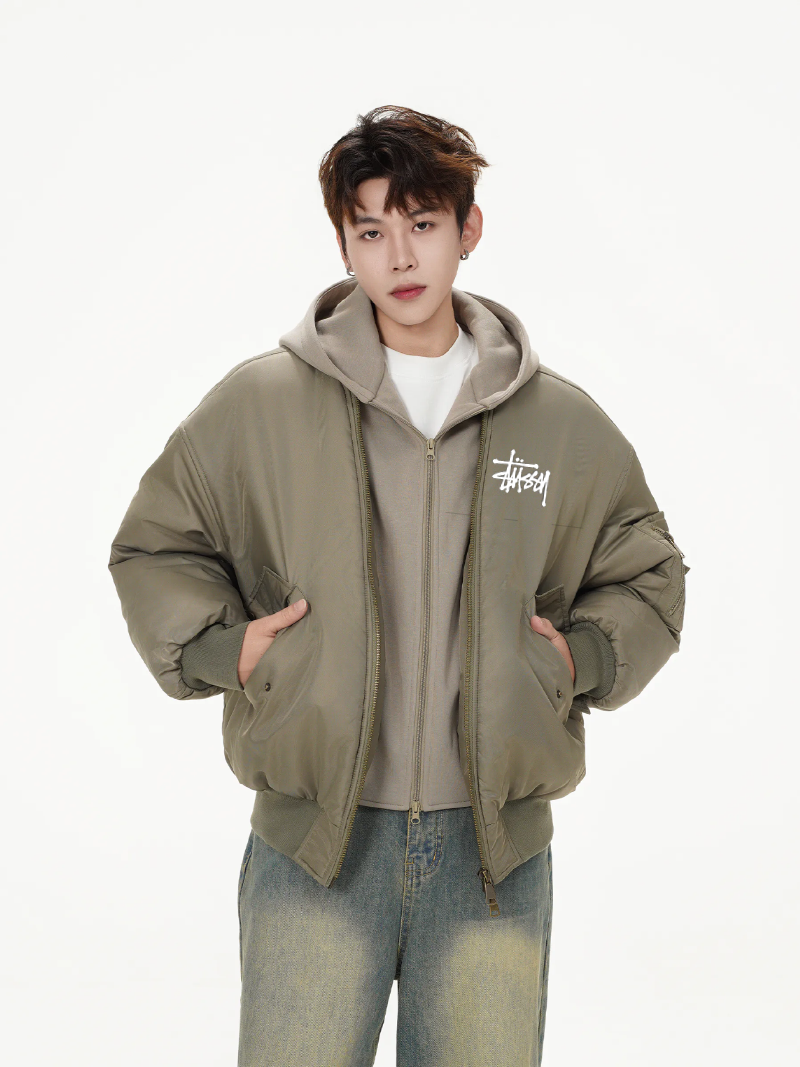 【STUSSY】フード付きダブルレイヤージャケット