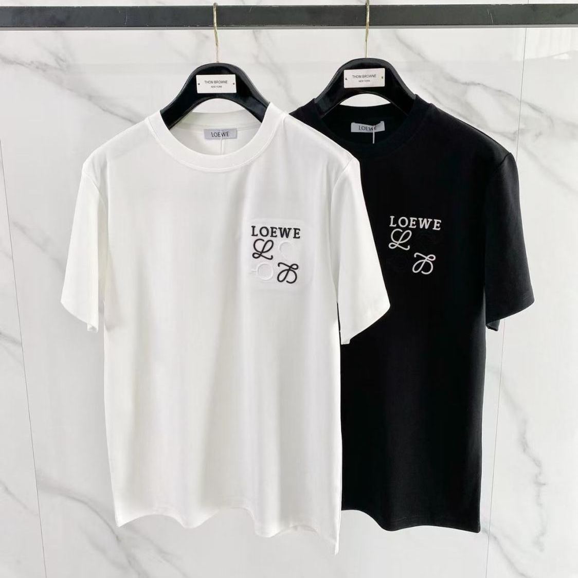 『S-2XL』夏用半袖メンズ＆レディースラウンドネック純綿ゆったり刺繍入り