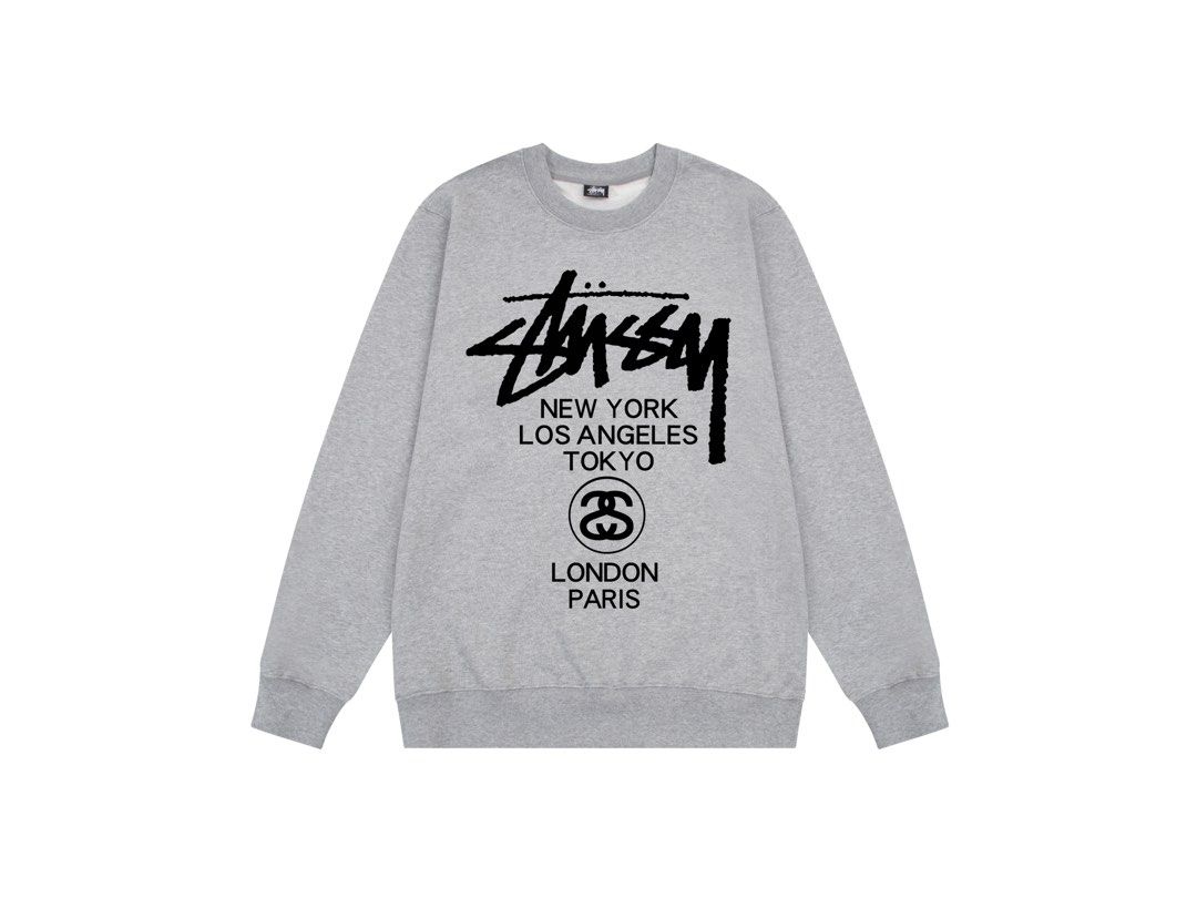★送料関税込み★ステューシー★Stussy World Tour Crew Black 2022★grey