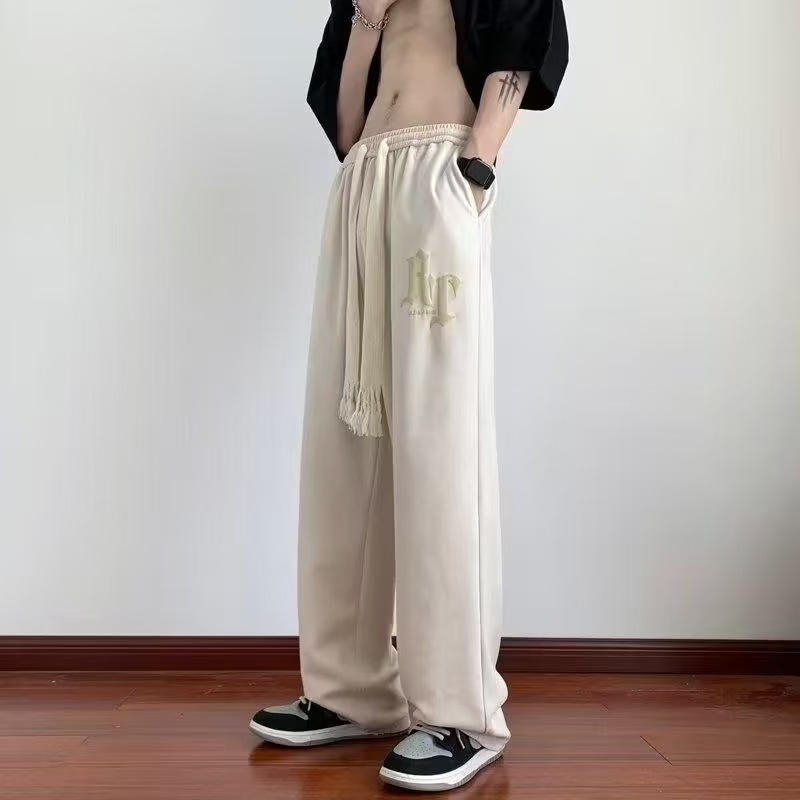 秋麂皮褲男潮牌美式復古寬松直筒闊腿休閒長褲歐美高街褲