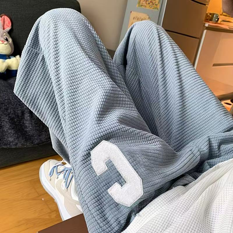 華夫格新款運動褲春秋季新元素休閒重磅韓版褲