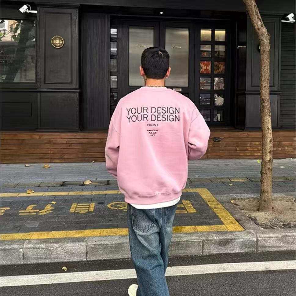 大碼美式長袖休閒百搭寬松圓領印花高街衛衣
