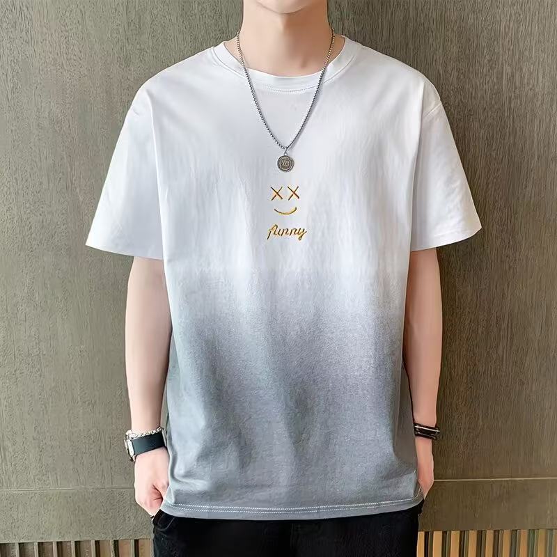 漸變笑臉百搭薄款夏裝短袖T恤