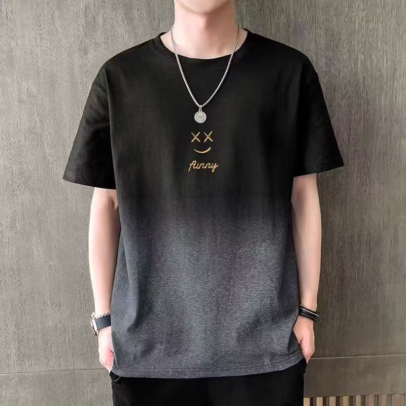 漸變笑臉百搭薄款夏裝短袖T恤