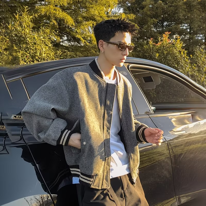 秋冬季棒球服美式復古休閒百搭簡約男款外套ins