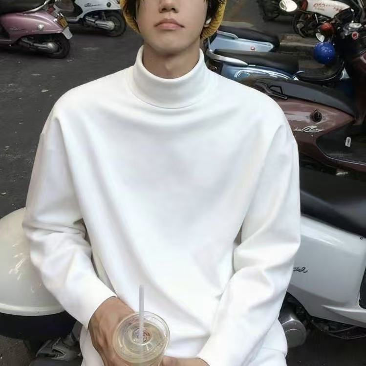 半高領德絨長袖男t恤修身顯瘦時尚舒適打底衫