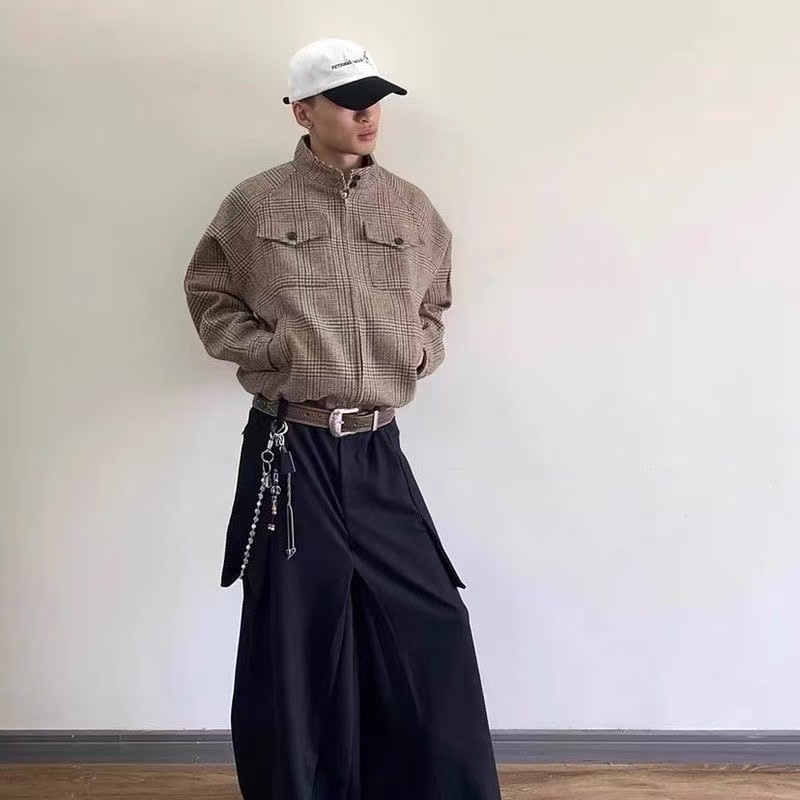 復古威爾士親王千鳥格哈靈頓夾克男美拉德短寬高級感外套