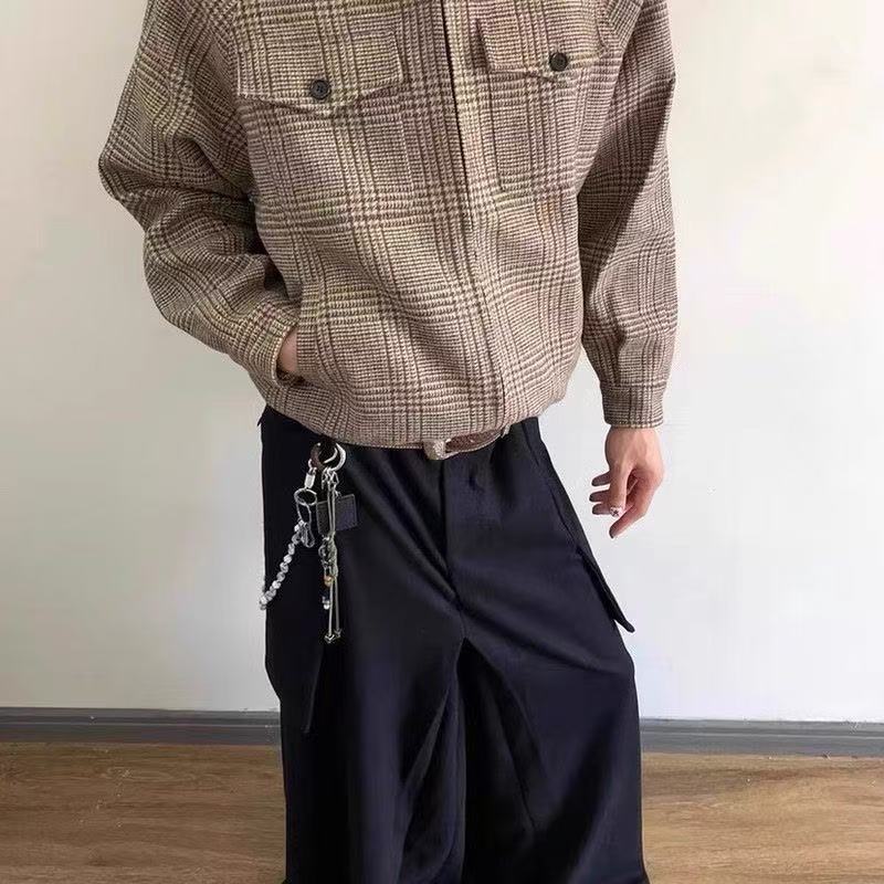 復古威爾士親王千鳥格哈靈頓夾克男美拉德短寬高級感外套