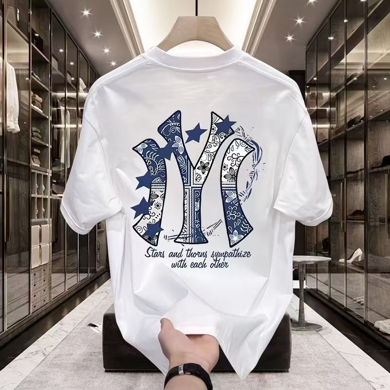 寬鬆美式潮流ins圓領樹葉紮染短袖T恤