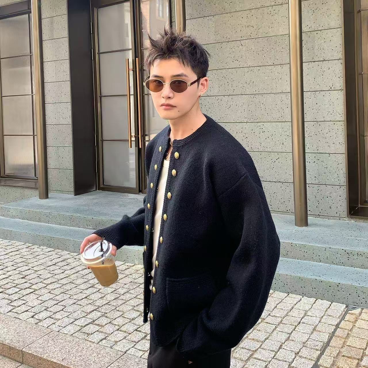 毛衣美式香風休閒潮牌毛衣百搭外套秋冬季寬松設計高級感針織開衫