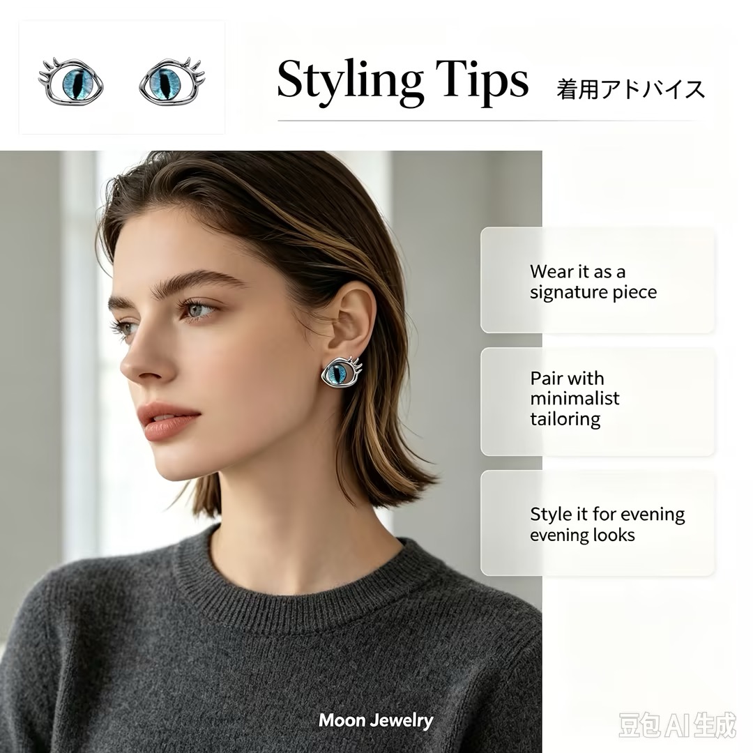 Cat’s Eye Hollow Eye Stud Earrings | Moon Jewelry