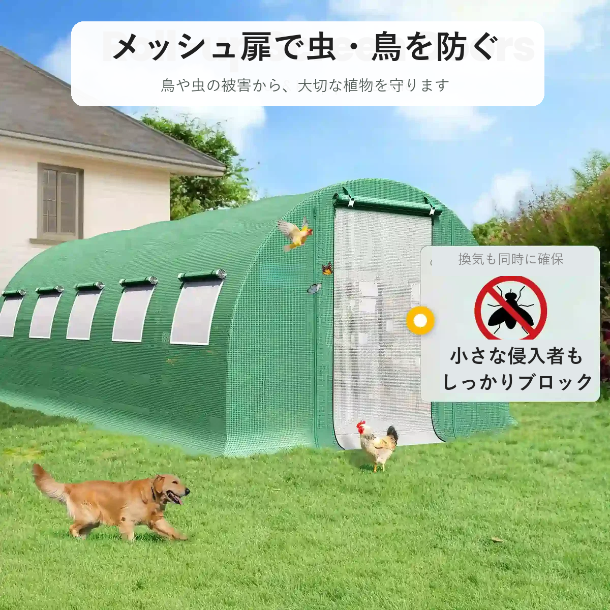 ビニールハウス ウォークイン式 家庭菜園 温室 高さ200~600cm 8サイズ 防虫 遮光 霜よけ お庭