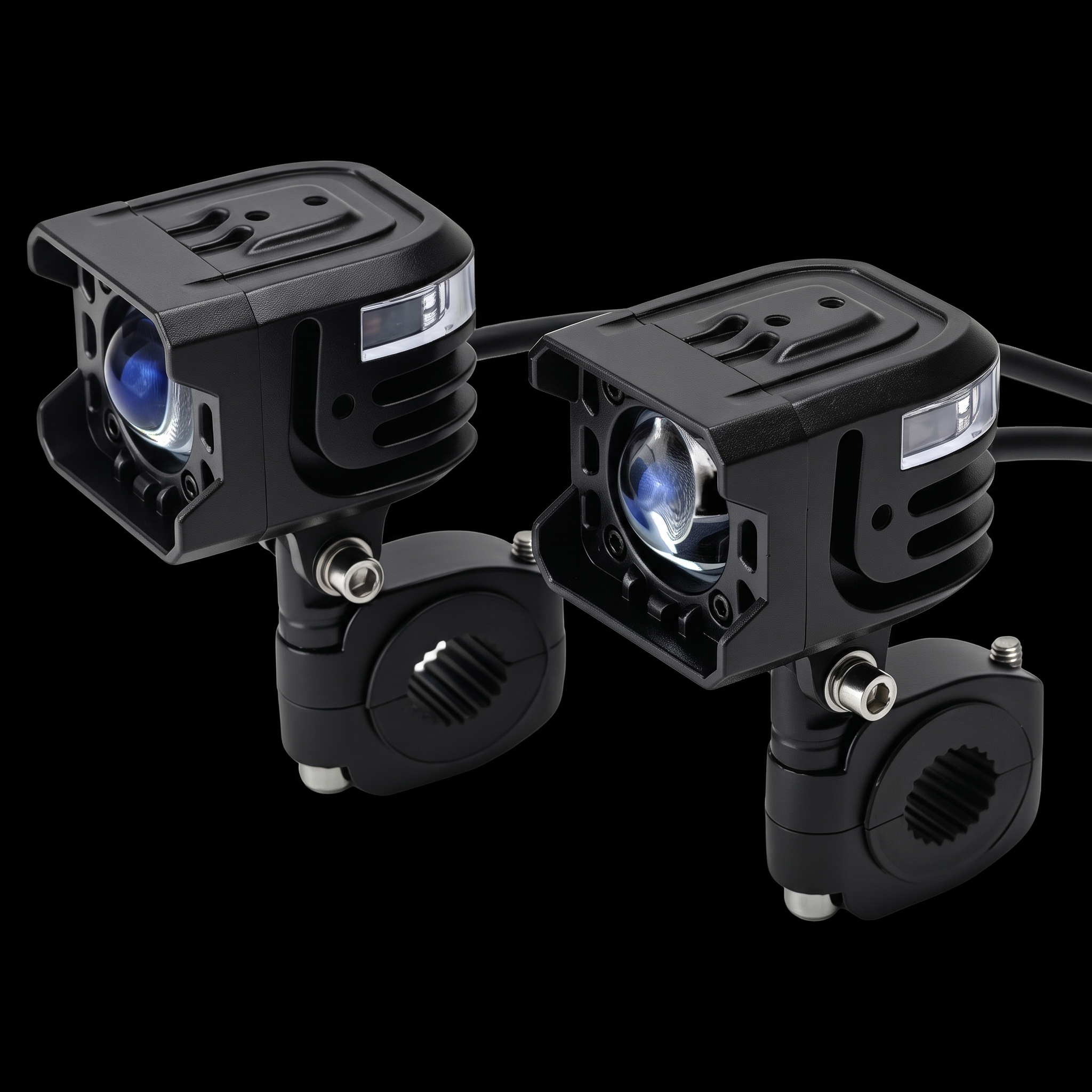 Motorcycle LED Auxiliary Lights with Clamp Mounts