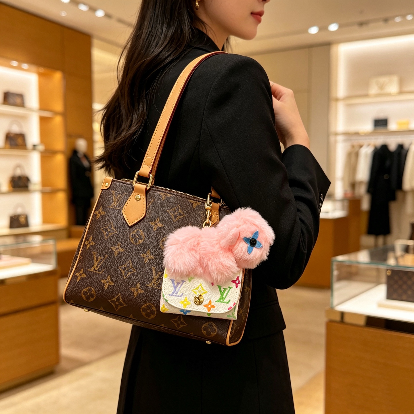 【LV旗艦店】ルイ・ヴィトン LV カピバラ ドール イヤホンバッグチャーム 2色展開、M02956