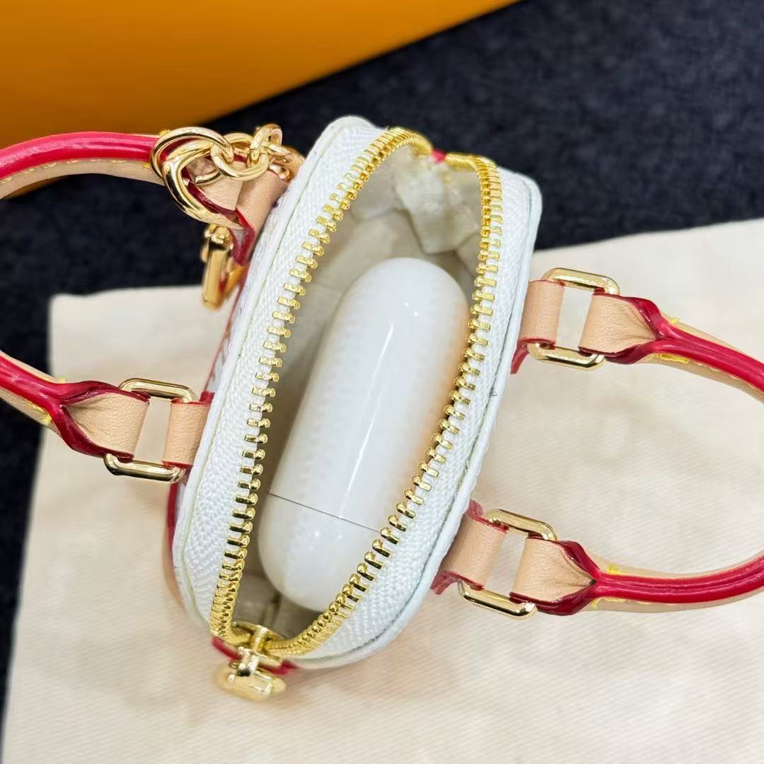 【LV旗艦店】ルイヴィトン × 村上隆 マイクロアルマ モノグラムマルチカラー バッグチャーム AirPods イヤホンケース ホワイト三彩