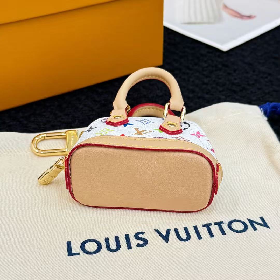 【LV旗艦店】ルイヴィトン × 村上隆 マイクロアルマ モノグラムマルチカラー バッグチャーム AirPods イヤホンケース ホワイト三彩