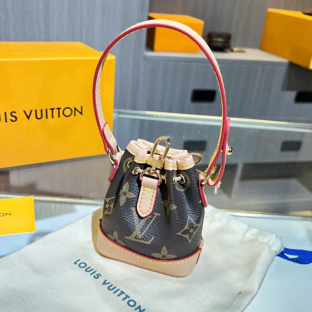 【LV旗艦店】Louis Vuitton（ルイ・ヴィトン）モノグラム柄 ミニバケットバッグ ピンクハンドル 巾着型 レディース ハンドバッグ