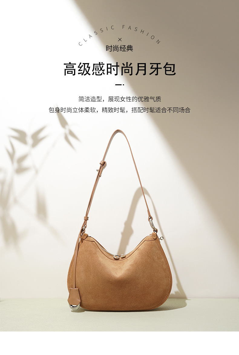 Saddle Matte Leather Crescent Bag