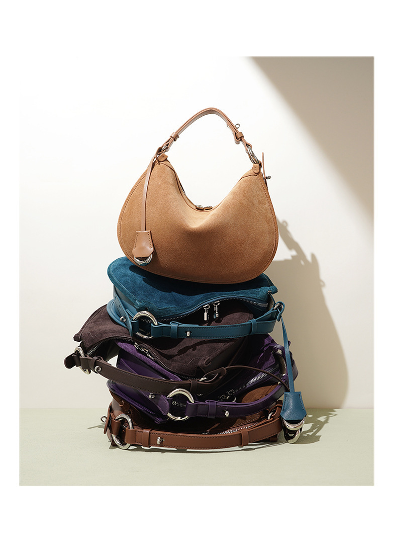 Saddle Matte Leather Crescent Bag