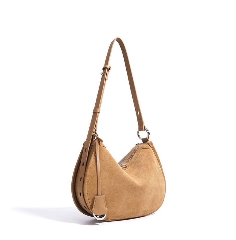 Saddle Matte Leather Crescent Bag