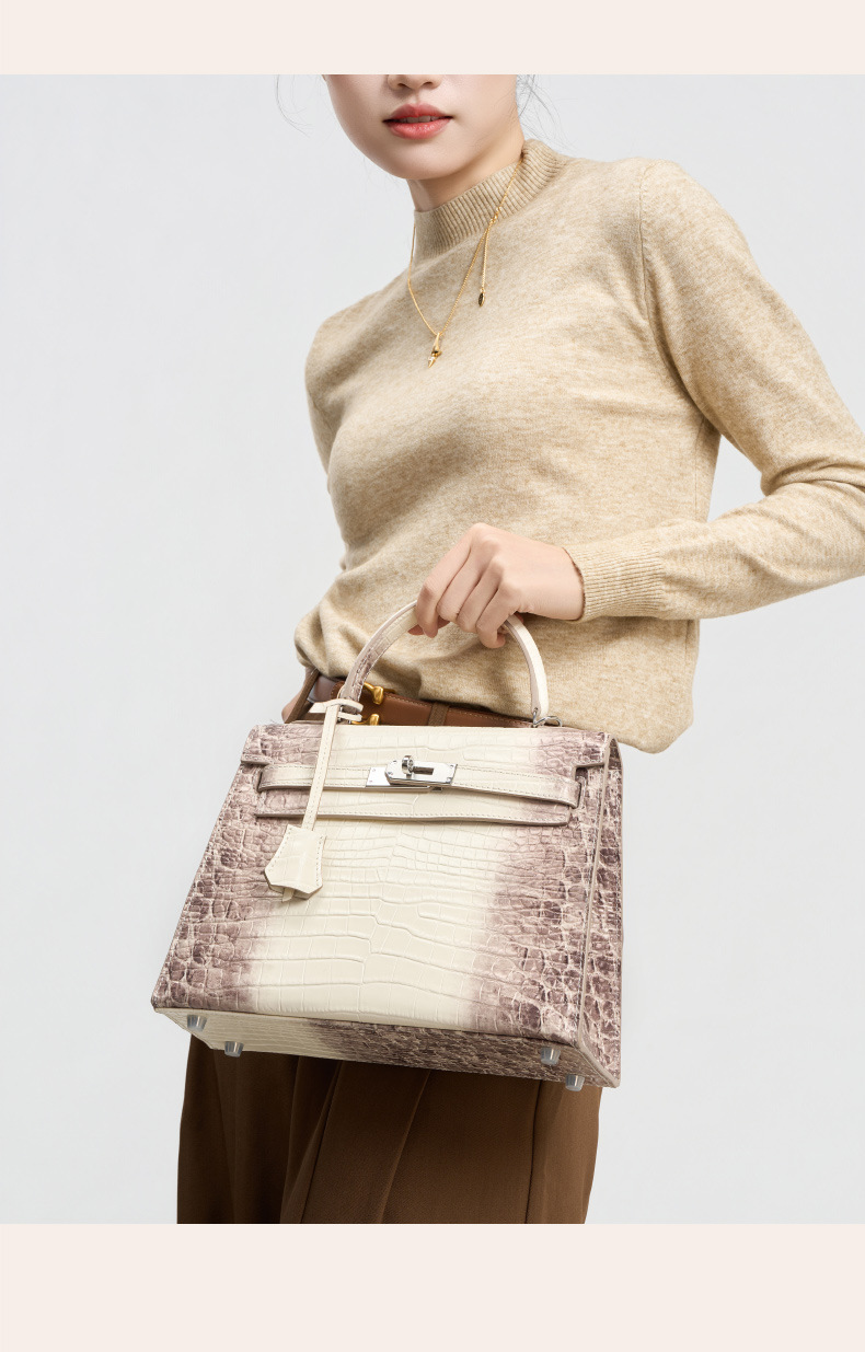 Croc-Embossed Top-Handle Handbag