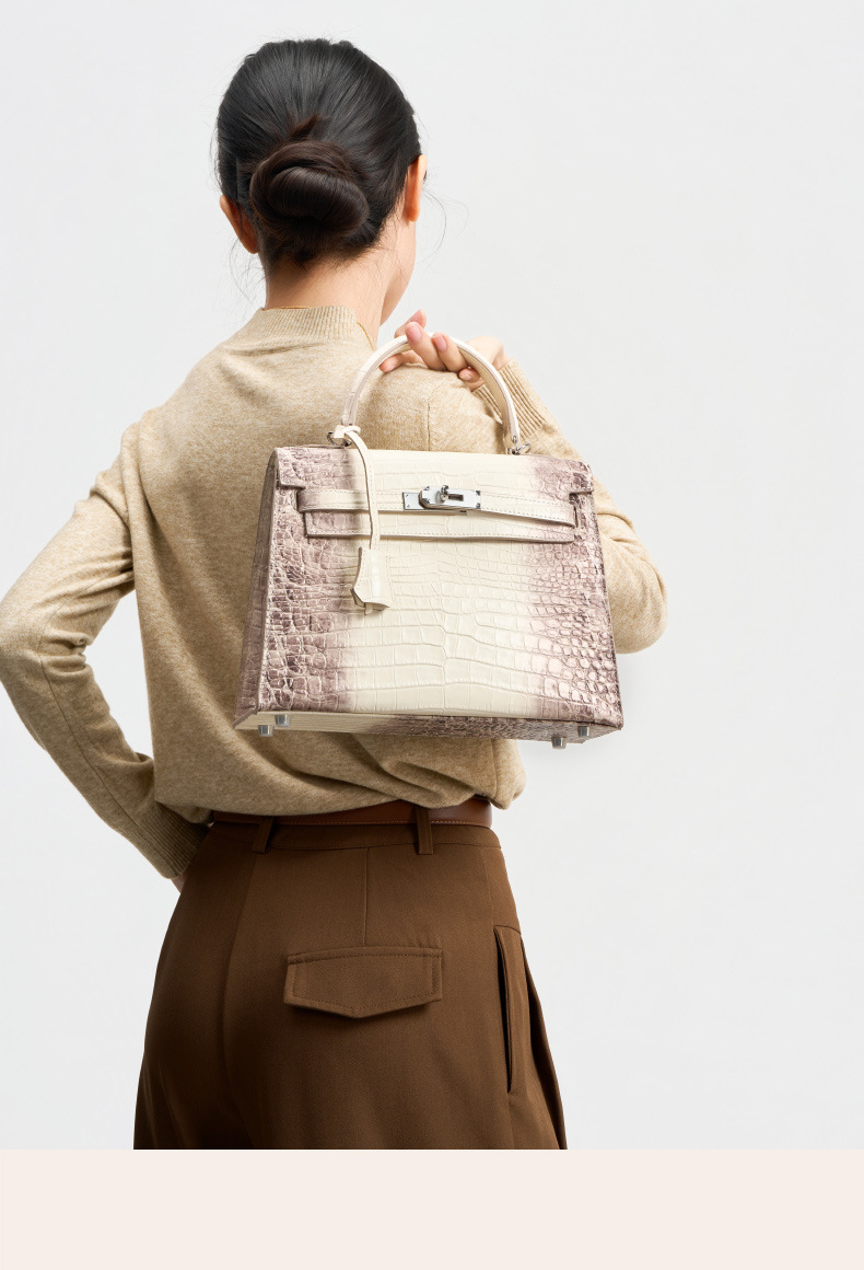 Croc-Embossed Top-Handle Handbag