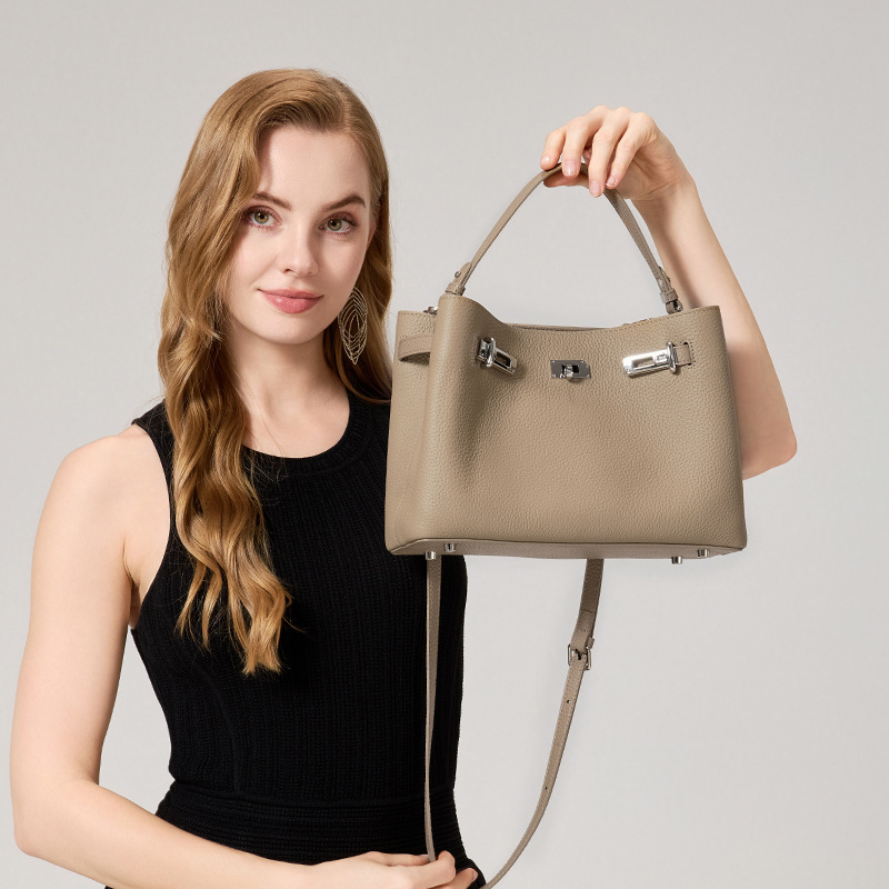 Genuine Leather Top-Handle Handbag