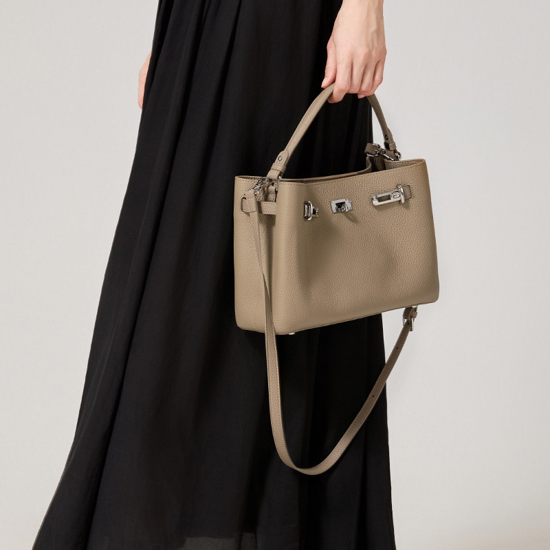Genuine Leather Top-Handle Handbag