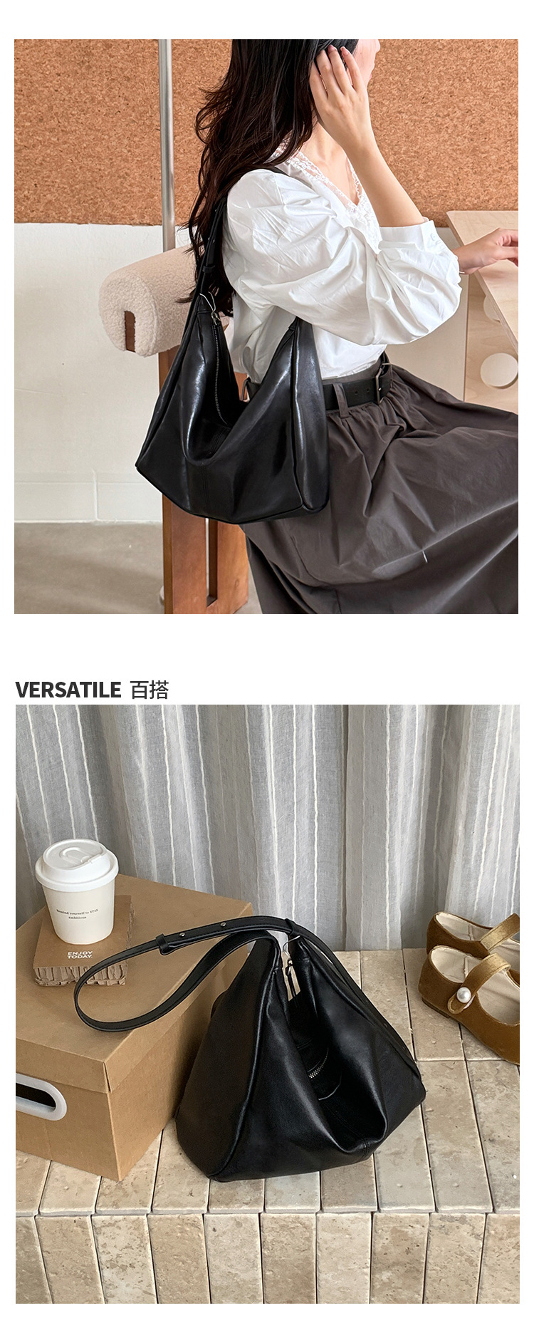 Slouchy Lambskin Hobo Bag