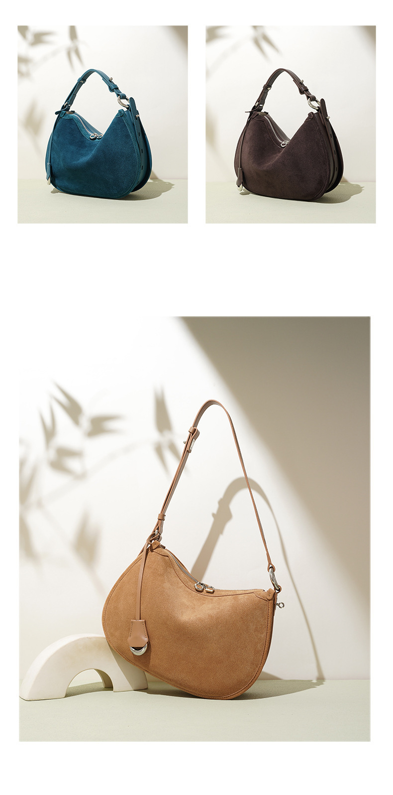 Saddle Matte Leather Crescent Bag