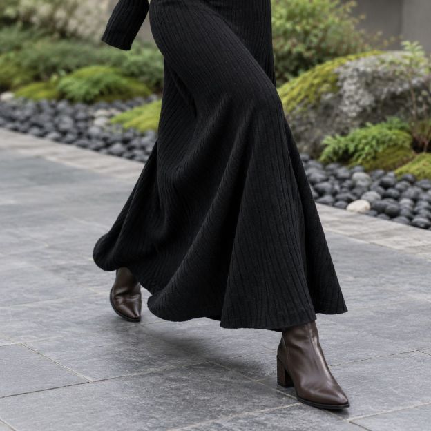 Brelira - レトロミニマリスト万能ニット長袖ワンピース（女性用）、春のスリムAラインスカート、秋冬新作ベースレイヤーロングドレス