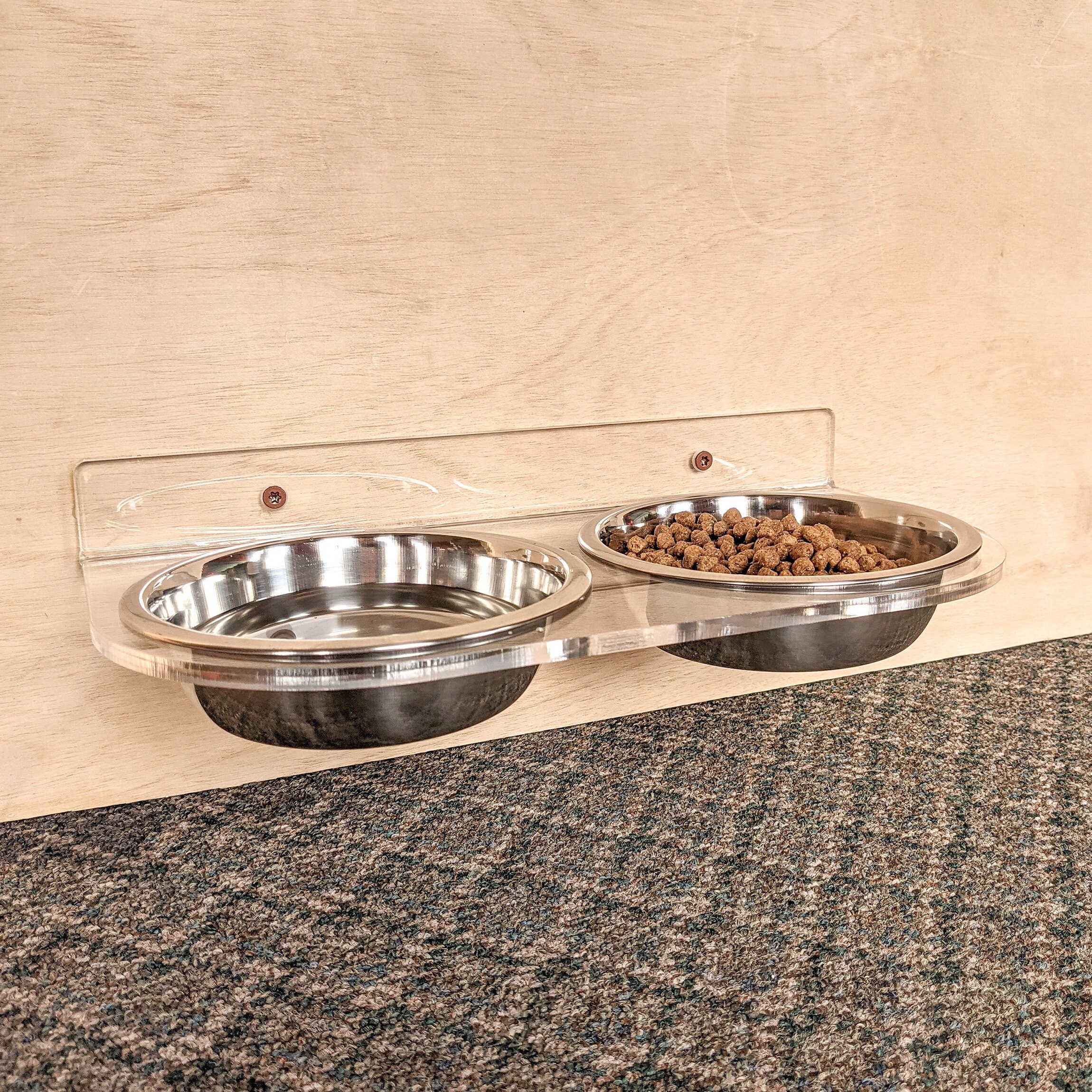 Double Wall Mounted Acrylic Pet Feeder - 4 Sizes