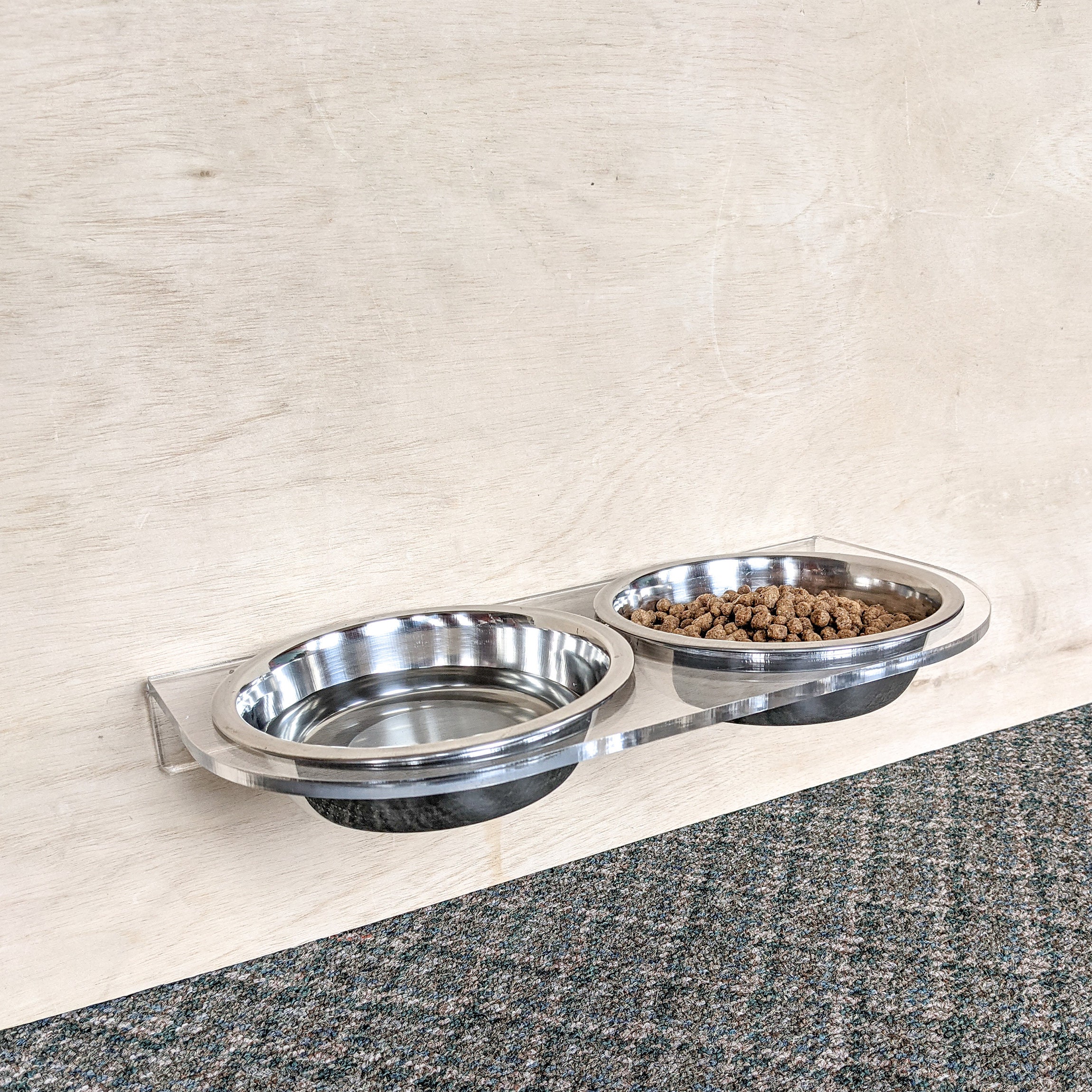 Double Wall Mounted Acrylic Pet Feeder - 4 Sizes