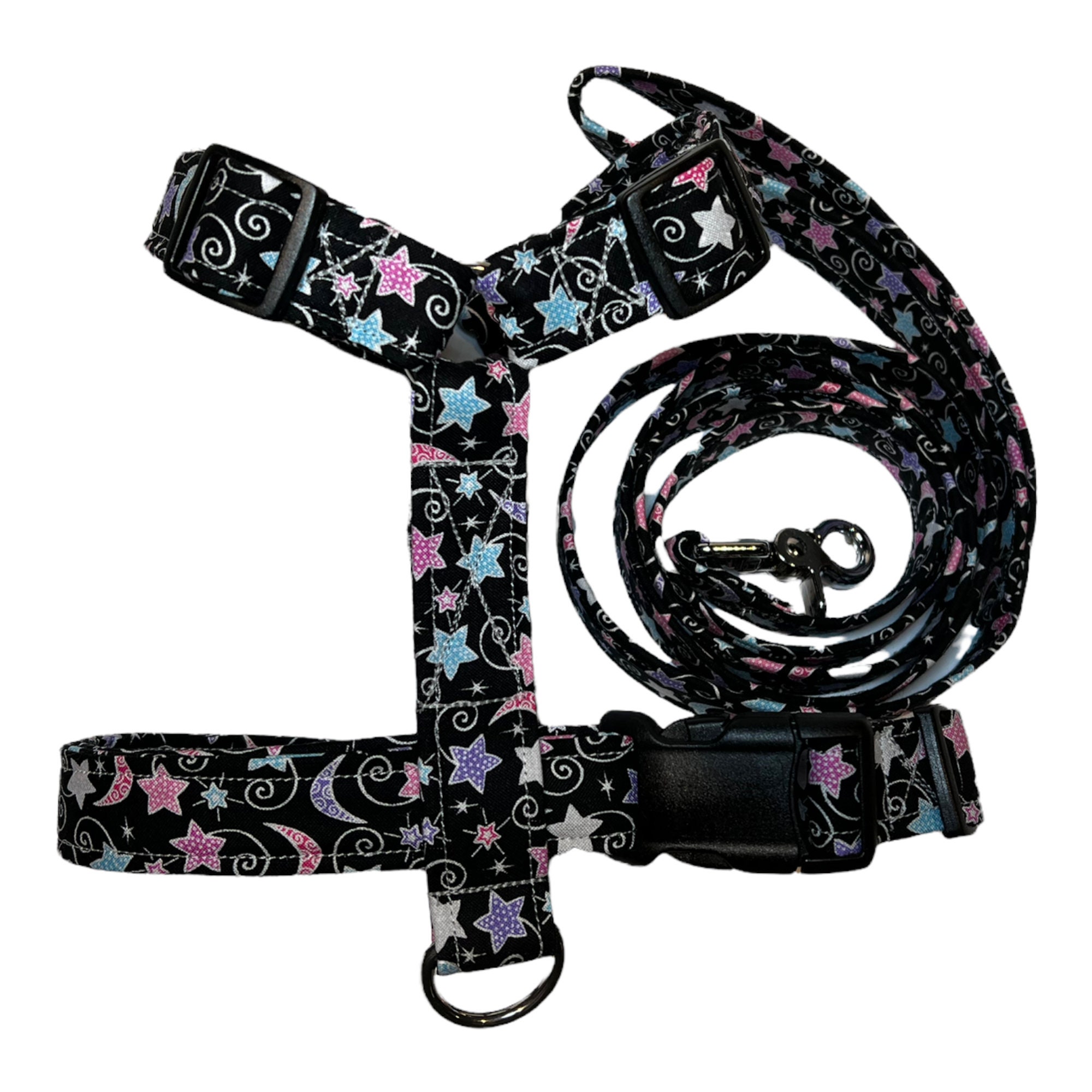 Celestial Dog Harness & Leash Set: Adjustable Pet Harness, step in or standard roman