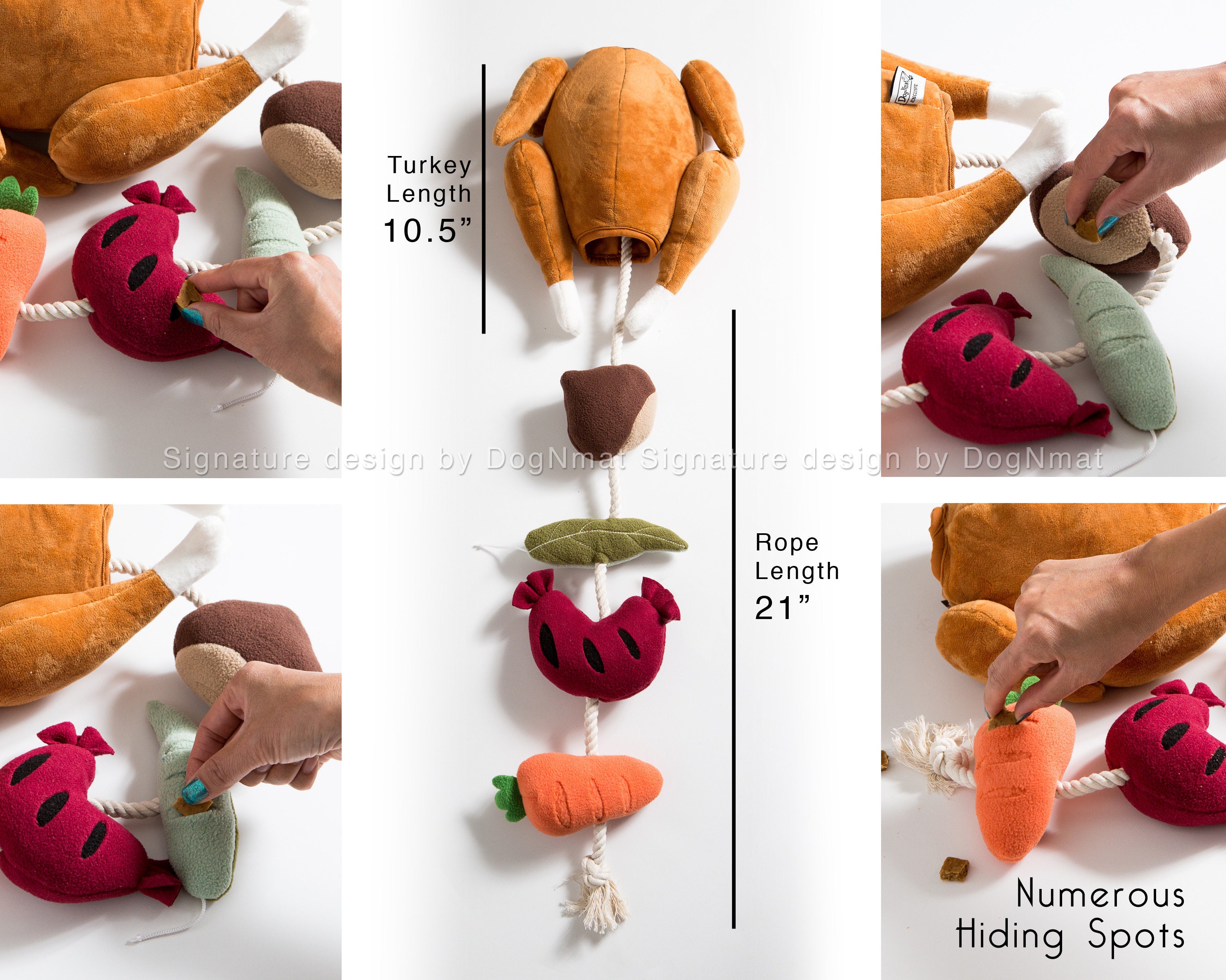 Stuffed Turkey Snuffle Dog Toy - 3 in 1 Hide and Seek Toy, Snuffle Toy and Rope Toy