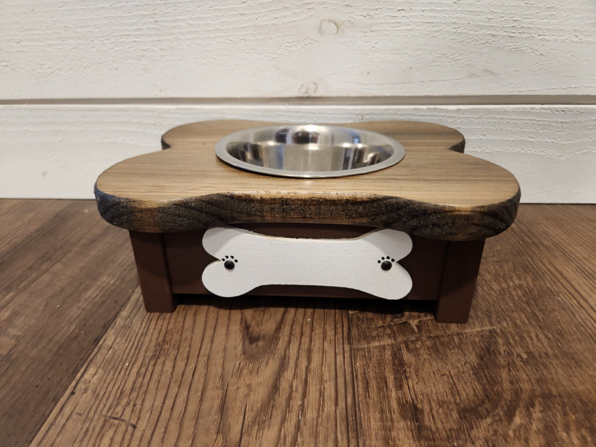 Personalized Wooden Small Single Bowl Dog Feeder