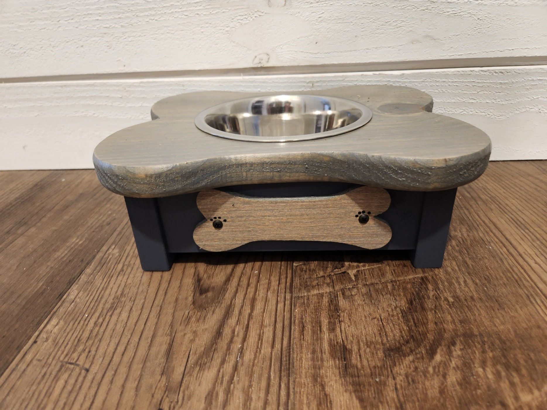 Personalized Wooden Small Single Bowl Dog Feeder