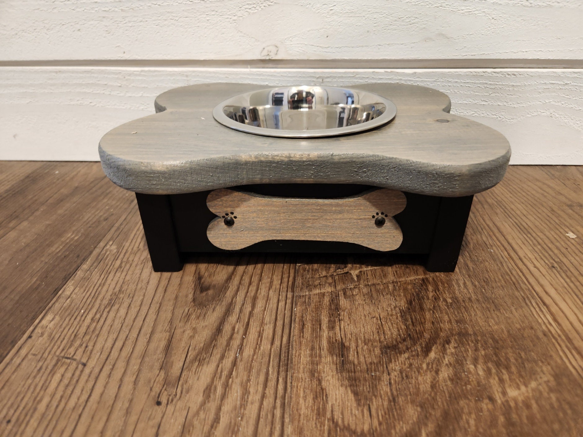 Personalized Wooden Small Single Bowl Dog Feeder