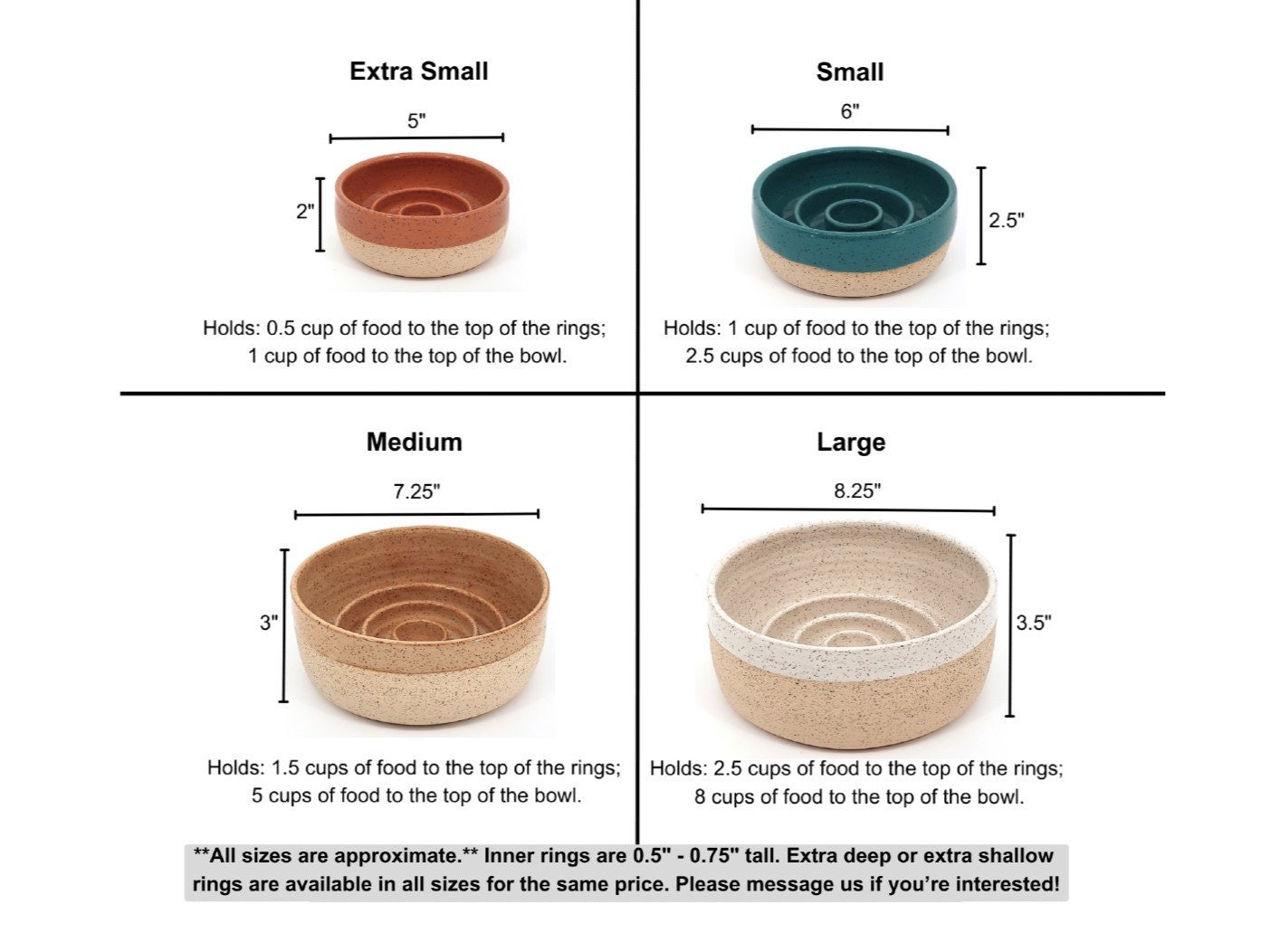 Handmade Ceramic Dog Bowls, Variety (Slow Feeders or Water Bowls)