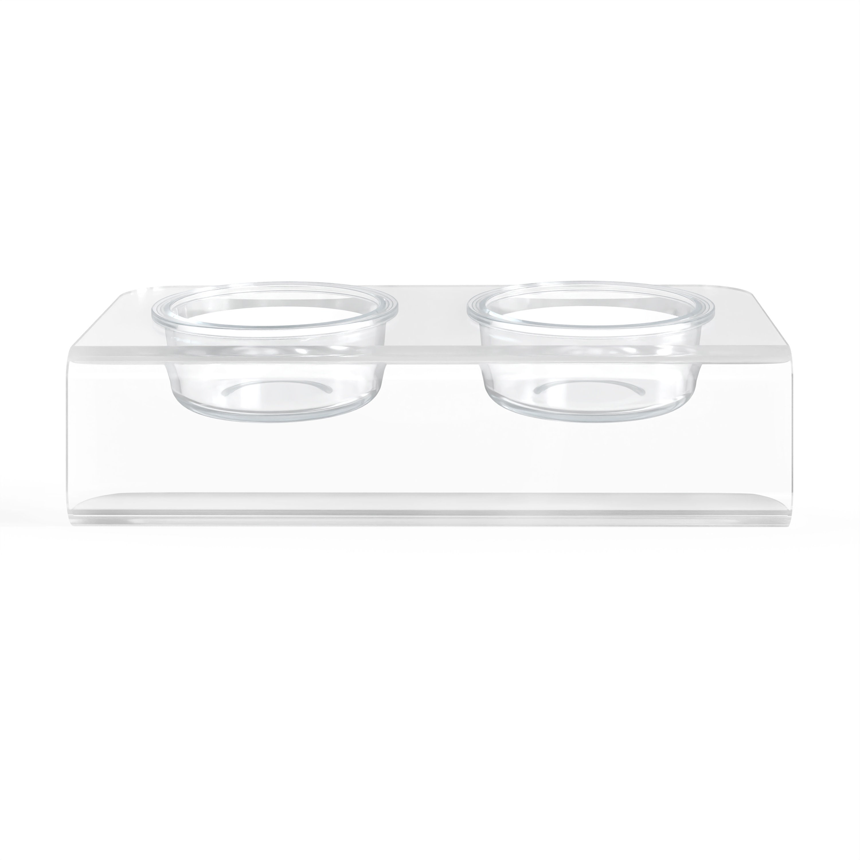Modern Clear Acrylic Elevated Angled Pet Feeder, Double Bowl
