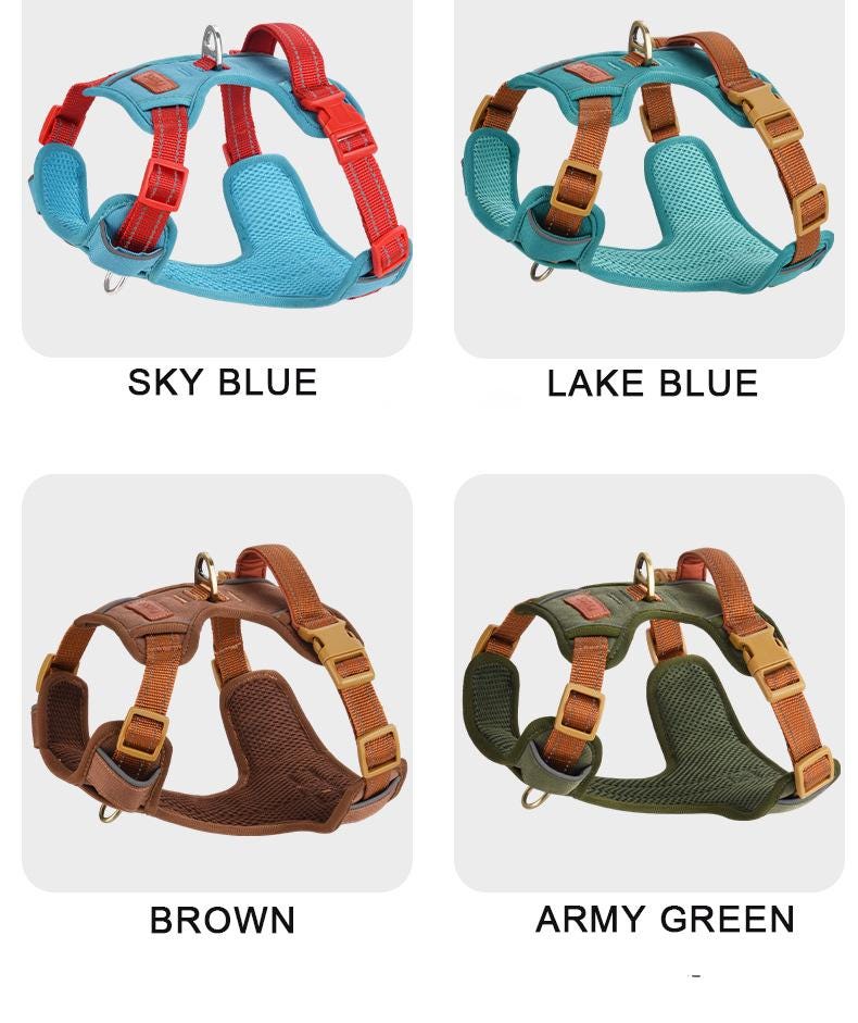 Personalized Pet Harness, Night Reflective Collar With Customized Name, No Pull Harness, Solid Color Luxury Puppy Harness, Gift For Pet