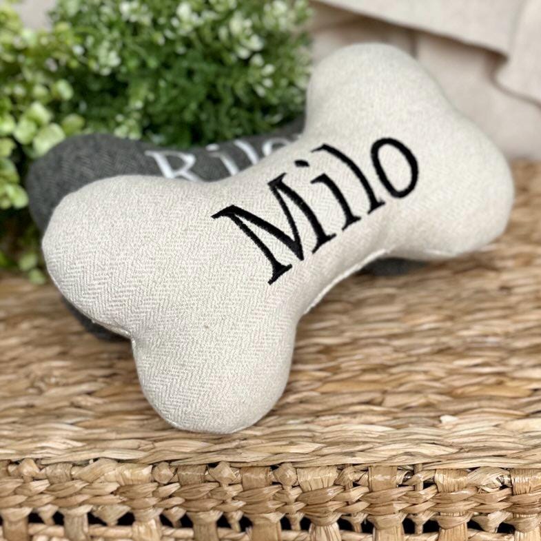 Personalized Dog Bone Toy with Embroidered Name